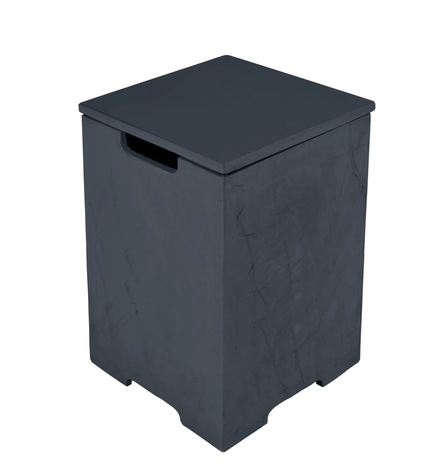 Dark gray rectangular laundry hamper with matching lid and integrated handle elementi plus tank cover slate black