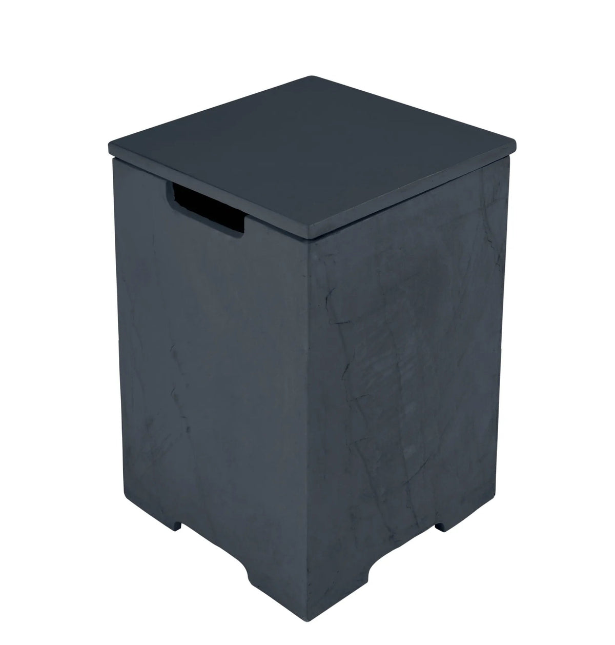 Dark gray rectangular laundry hamper with matching lid and integrated handle elementi plus tank cover slate black
