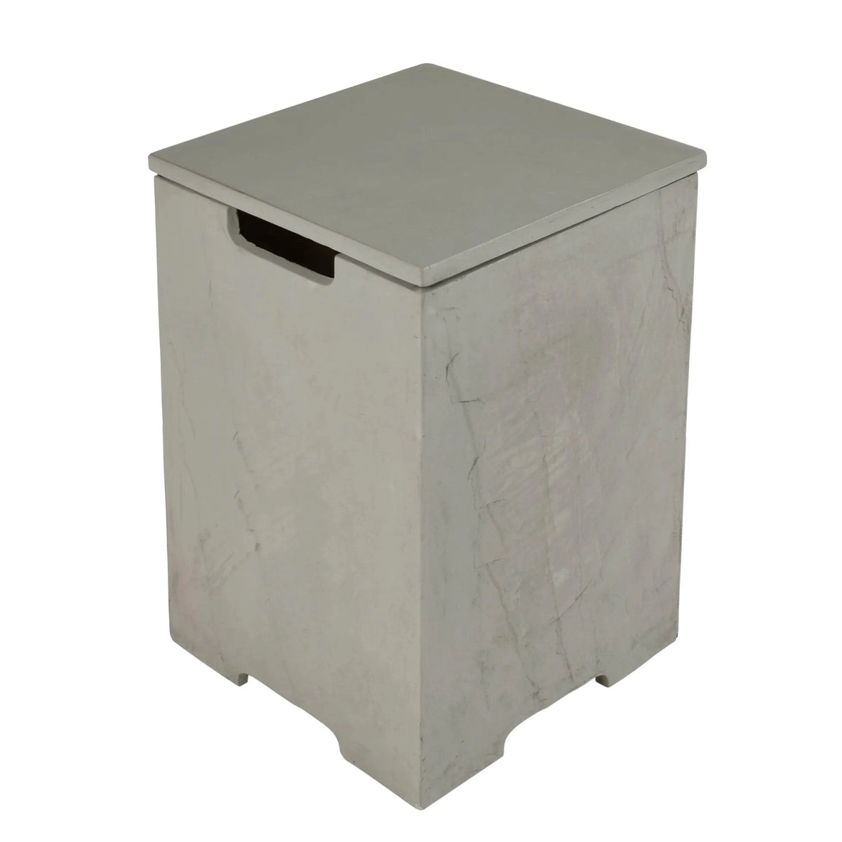 Elementi plus tank cover laundry hamper in space grey with gray concrete texture and black handle cutout