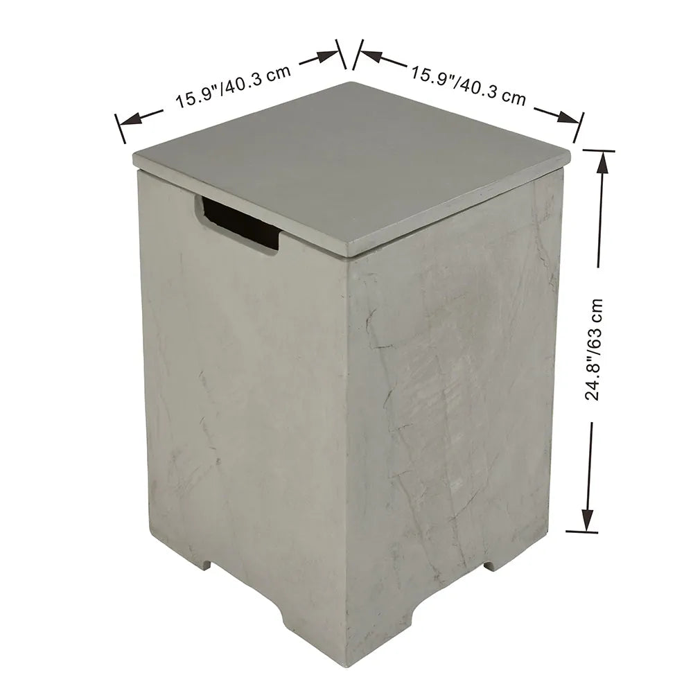 Beige plastic laundry hamper with matching lid and black handle in sunlight yellow elemental plus tank cover design