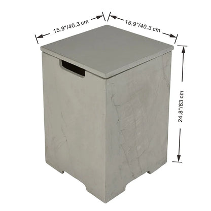 Beige plastic laundry hamper with matching lid and black handle in sunlight yellow elemental plus tank cover design