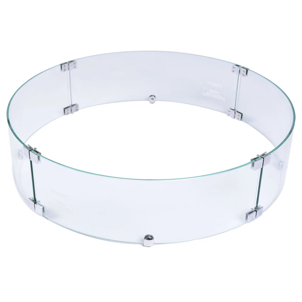Elementi plus tempered glass fire pit wind screen with clear glass and chrome metal hinges and mounting hardware