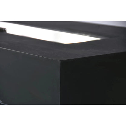 Black rectangular modern Elementi Plus Varna Fire Table with matte surface and integrated led lighting top edge 16 kW
