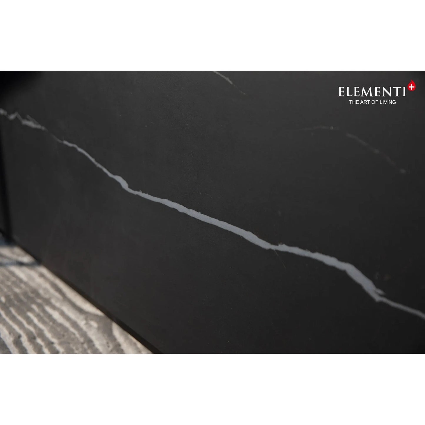 Black marble slab with elegant white veining for elementi plus varna fire table 16 kw ofp121bb tabletop