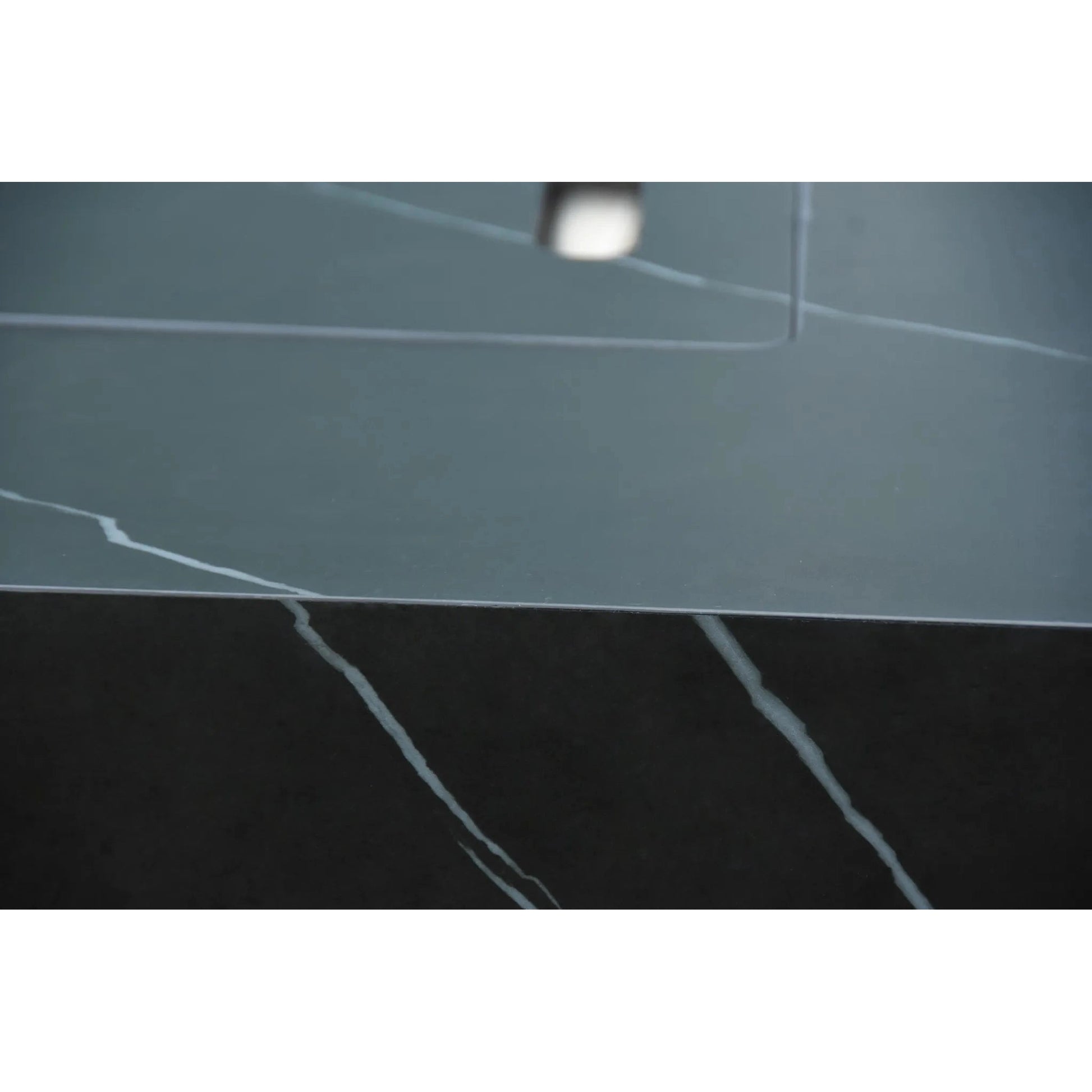 Elementi plus varna fire table with modern gray and black marble effect countertop featuring subtle white veining