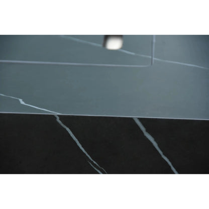 Elementi plus varna fire table with modern gray and black marble effect countertop featuring subtle white veining