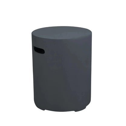 Dark gray cylindrical outdoor stool with smooth matte finish and black handle from Elementi Round Tank Cover Small series