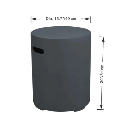 Dark gray cylindrical outdoor stool with black handle side for elementi round tank cover small in dark grey
