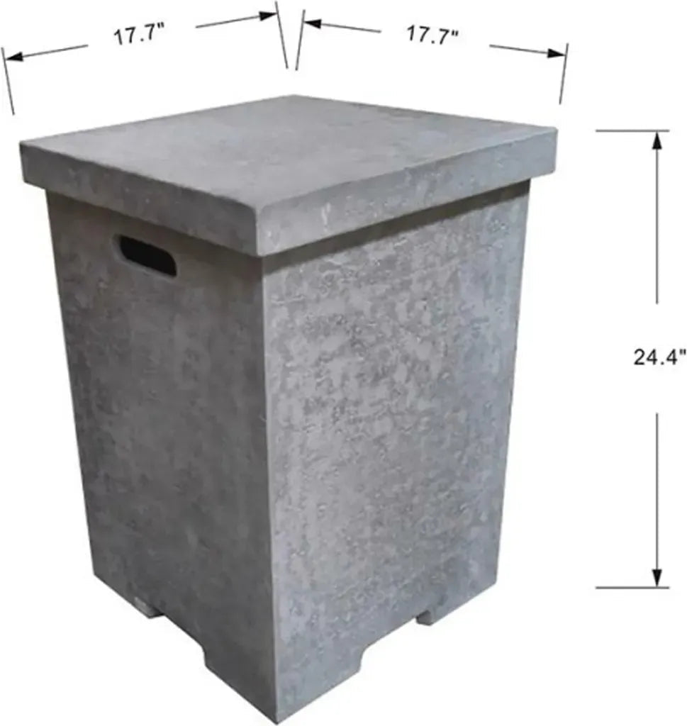 Gray textured concrete outdoor trash can with 17.7-inch square top and 24.4-inch height elementi square tank cover light grey