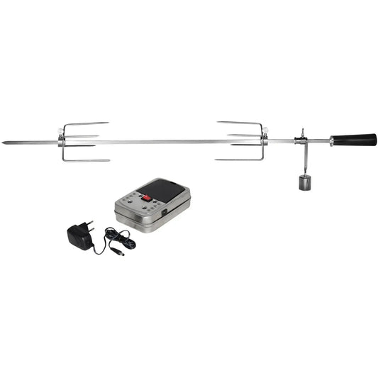 Enders kansas pro 3 stainless steel electric rotisserie kit with black handle two pronged forks and silver control unit