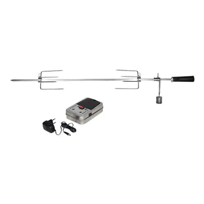 Enders kansas pro 4 rotisserie kit EN7976 silver electric rotisserie with black handle metal forks control unit and power adapter