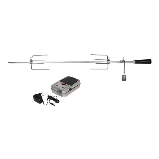 Enders kansas pro 4 rotisserie kit EN7976 silver electric rotisserie with black handle metal forks control unit and power adapter