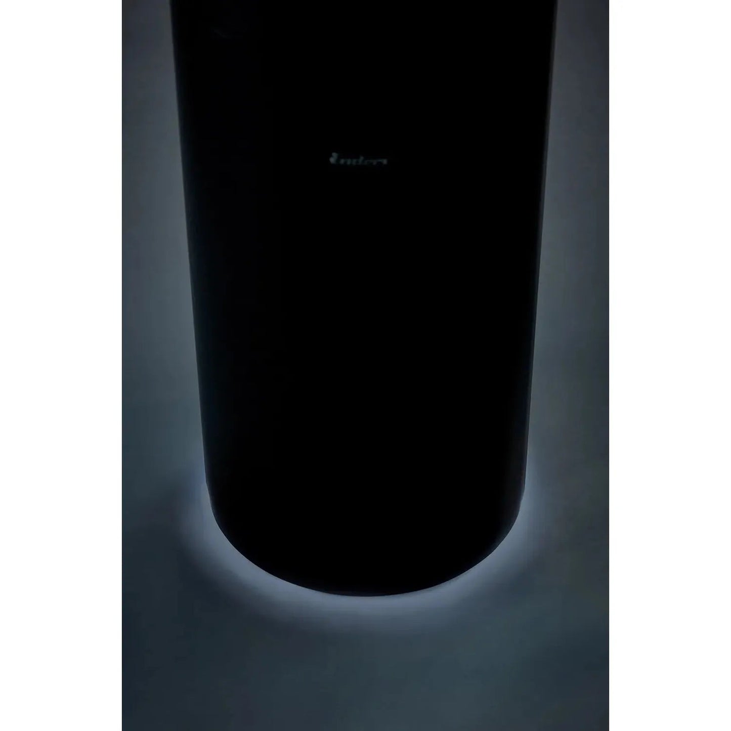 Black cylindrical speaker with sleek matte finish and subtle branding for Enders large black NOVA LED flame patio heater EN5601