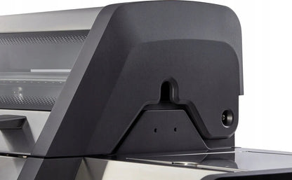 Black plastic housing with angular design and circular screw hole on enders monroe pro 3 sik gas barbecue back side