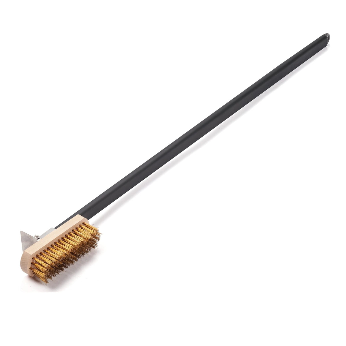 Fontana aluminum master brush 120 cm with black handle, brass bristles, and wooden base for wire brushing tasks
