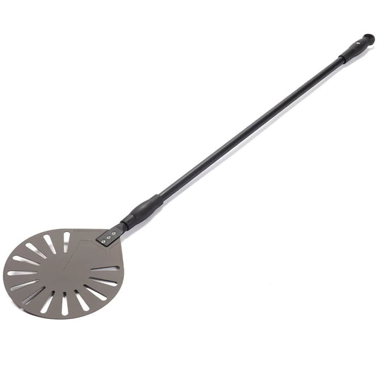 Black metal Fontana carbon-aluminium pizza peel with long handle and circular slotted head for easy turning