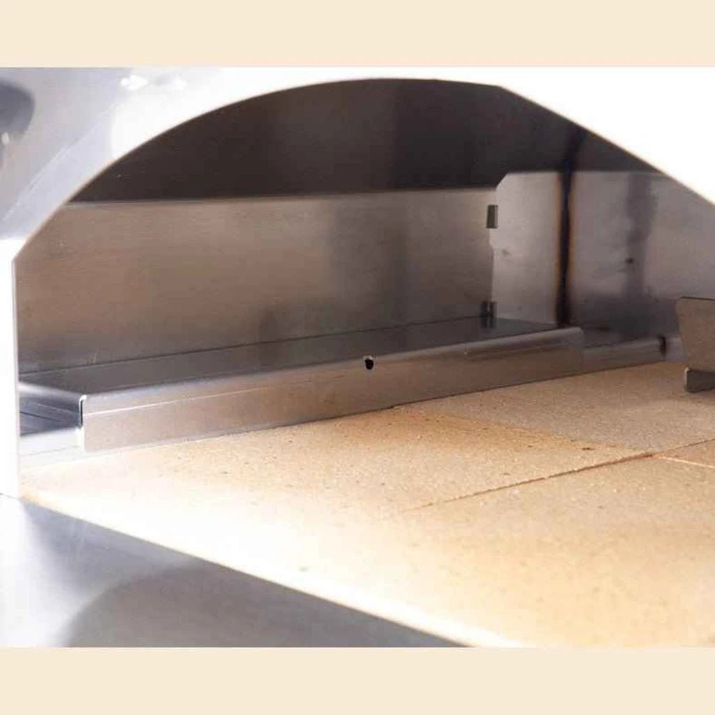 Fontana Marinara anthracite stainless steel countertop dual fuel pizza oven with curved arch and interior baking surface