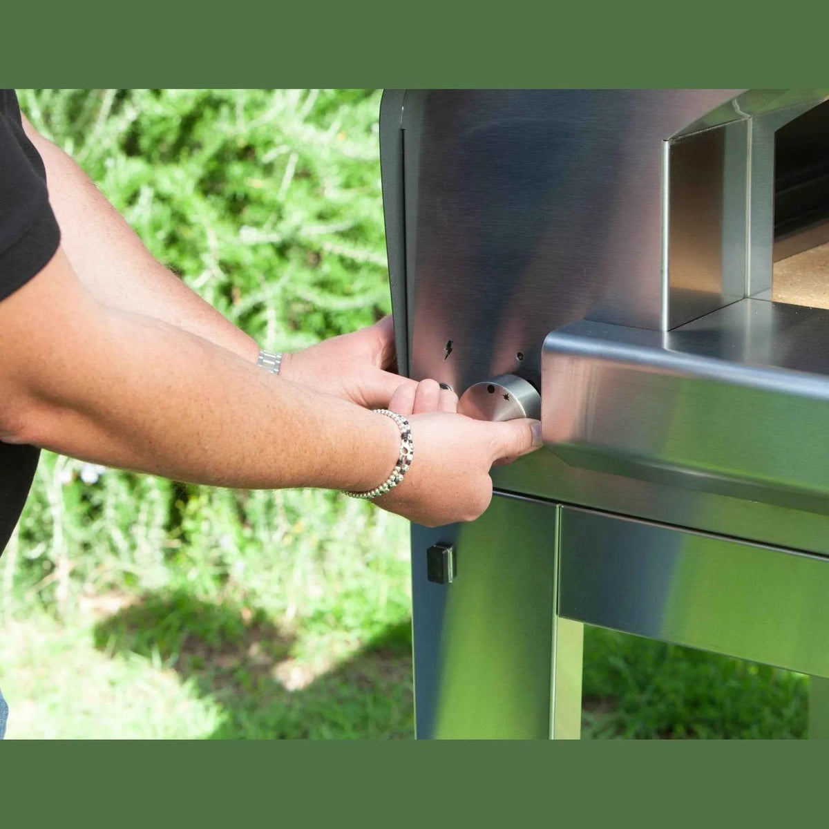 Stainless steel fontana marinara rosso countertop dual fuel pizza oven with sleek reflective finish and modern design
