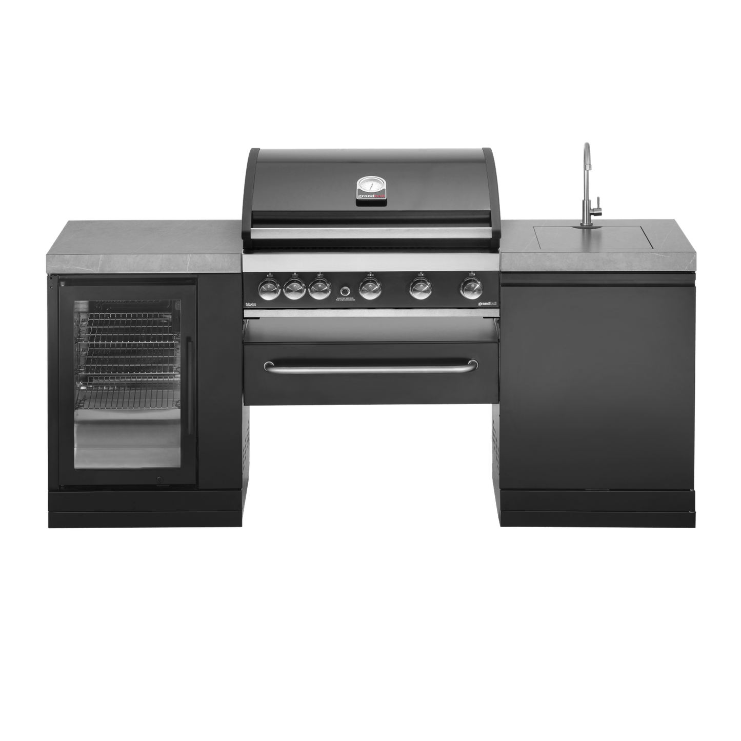 GrandPro 205 Outdoor Kitchen Maxim Grill G5 with Fridge + Sink | G205MG53FS - Outdoor Kitchens - G205MG53FS - GardenHearth