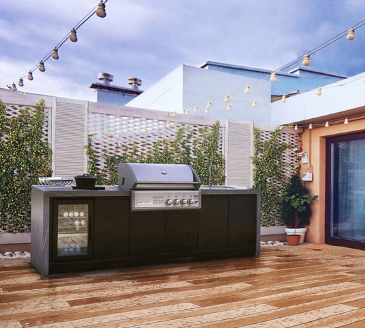 GrandPro 215 Crossray Grill 4B Outdoor Kitchen with Fridge and Sink | G215TC43FS - Outdoor Kitchens