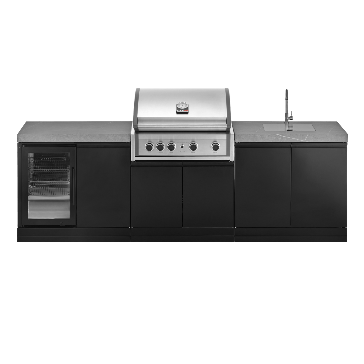 GrandPro 262 Pro Elite 4B Outdoor Kitchen with Fridge + Sink | G262PE4FS - Outdoor Kitchens - G262PE4FS - GardenHearth