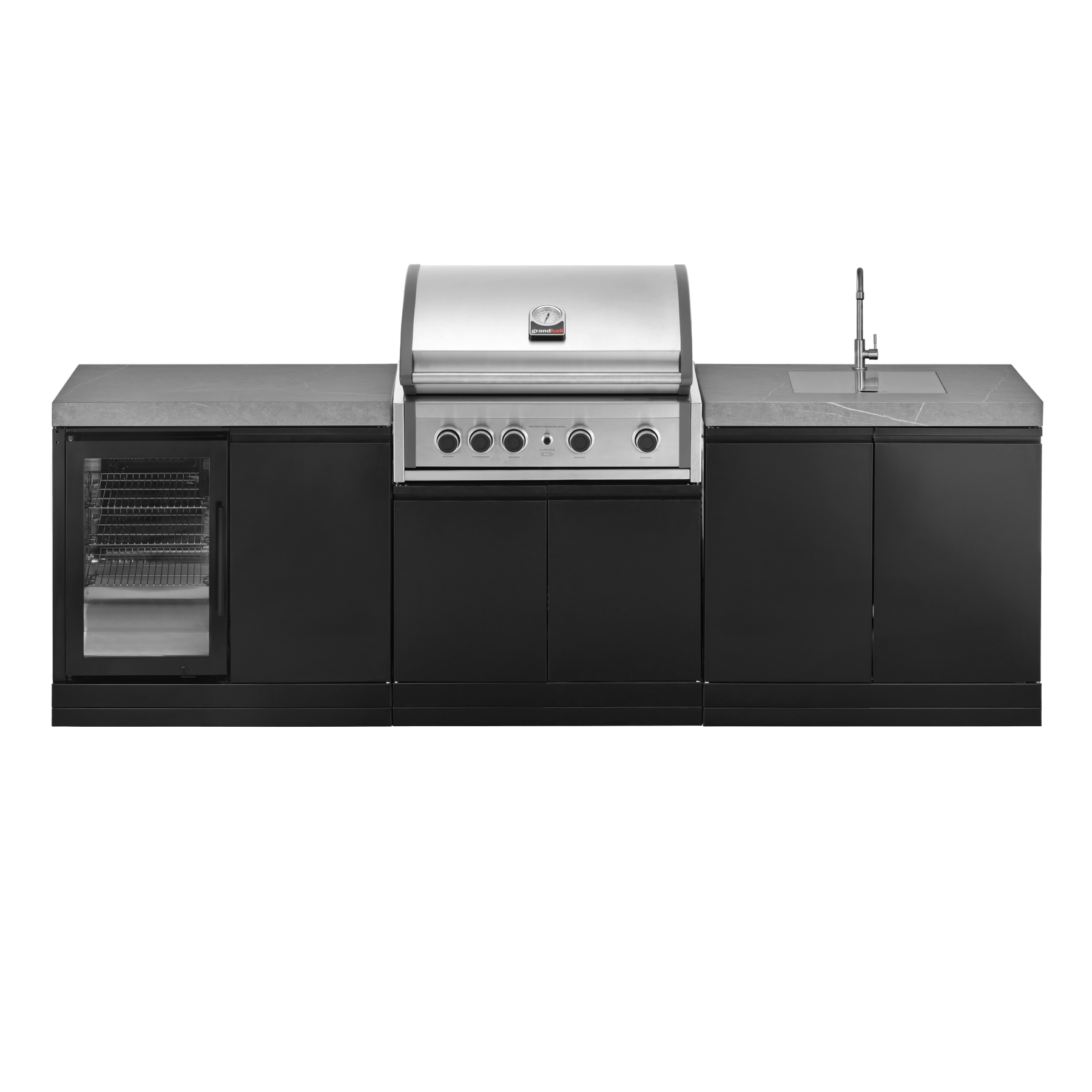 GrandPro 262 Pro Elite 4B Outdoor Kitchen with Fridge + Sink | G262PE4FS - Outdoor Kitchens - G262PE4FS - GardenHearth