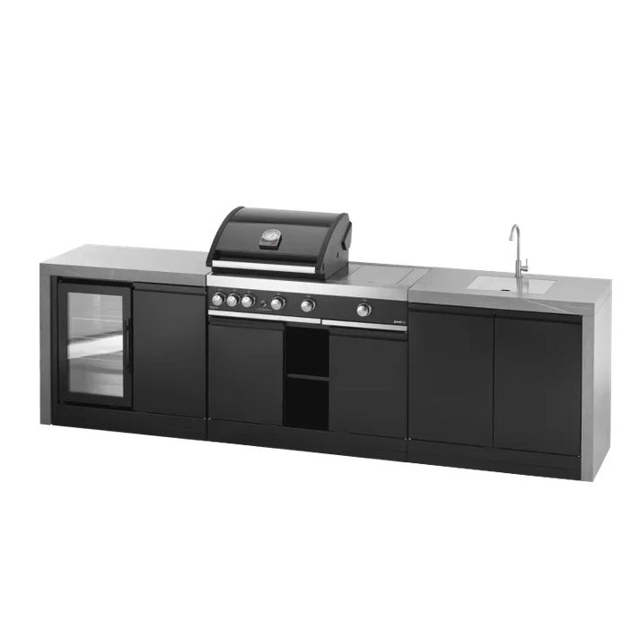 GrandPro 299 Premium G4 Plus Outdoor Kitchen with Fridge + Sink Waterfall Edition | G299G4P3FS - Outdoor Kitchens
