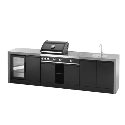 GrandPro 299 Premium G4 Plus Outdoor Kitchen with Fridge + Sink Waterfall Edition | G299G4P3FS - Outdoor Kitchens