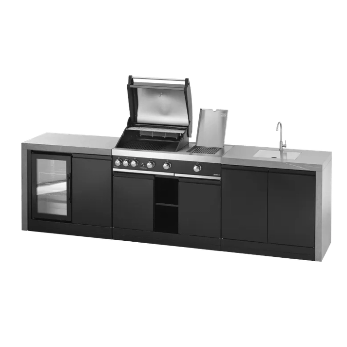 GrandPro 299 Premium G4 Plus Outdoor Kitchen with Fridge + Sink Waterfall Edition | G299G4P3FS - Outdoor Kitchens