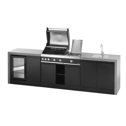 GrandPro 299 Premium G4 Plus Outdoor Kitchen with Fridge + Sink Waterfall Edition | G299G4P3FS - Outdoor Kitchens