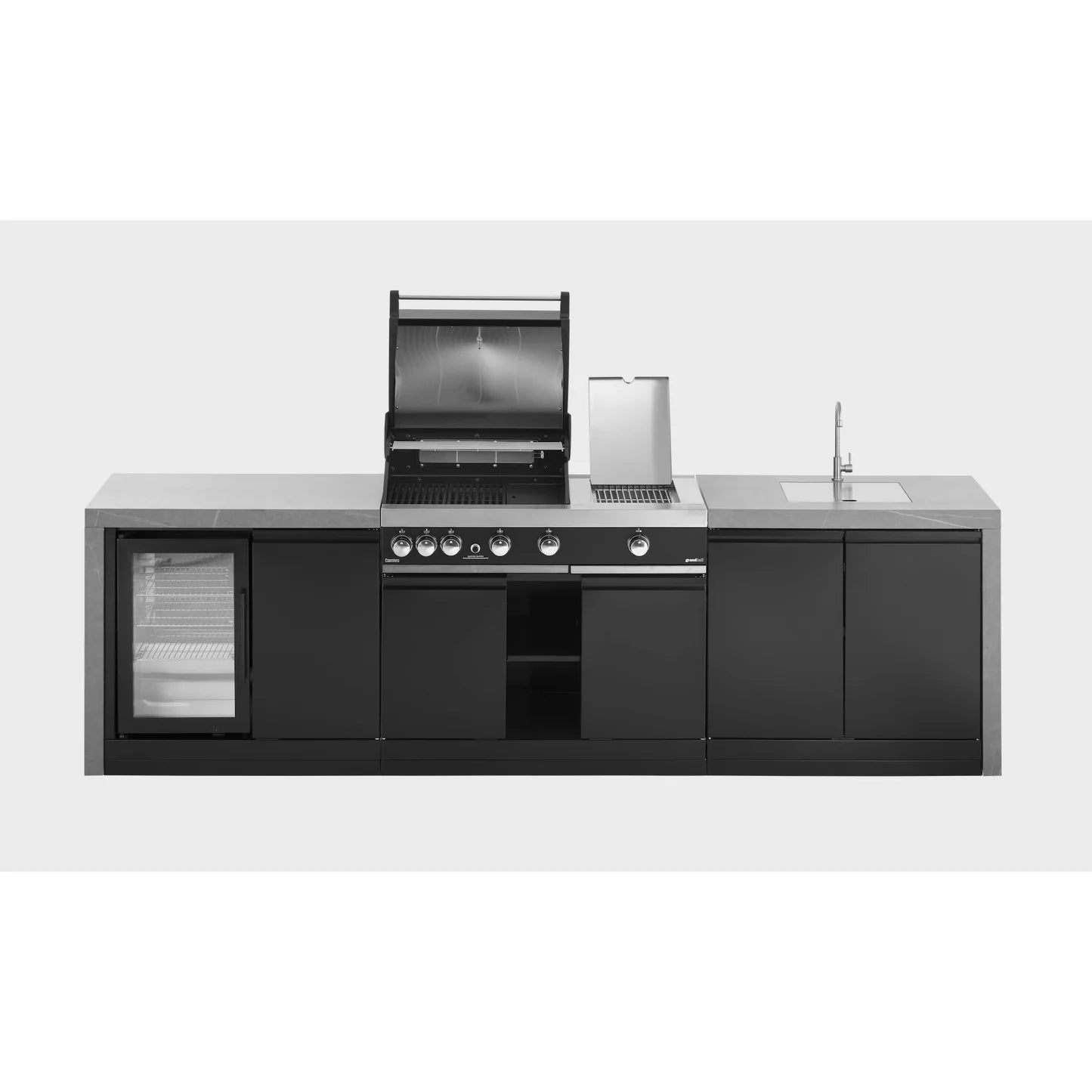 GrandPro 299 Premium G4 Plus Outdoor Kitchen with Fridge + Sink Waterfall Edition | G299G4P3FS - Outdoor Kitchens - G299G4P3FS - GardenHearth