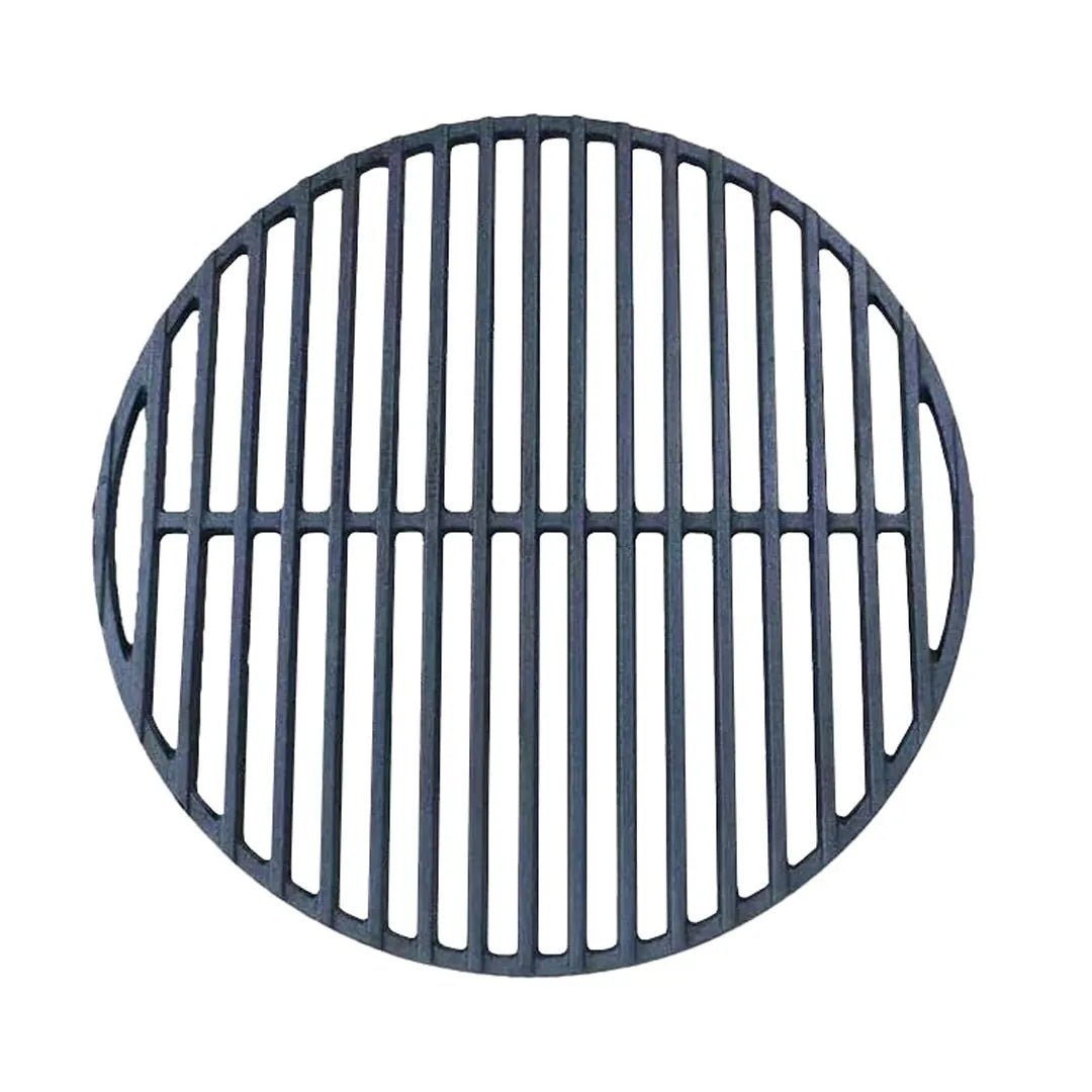 Black cast iron circular grill grate with vertical slats and reinforced edges for ember 18 inch grill grid