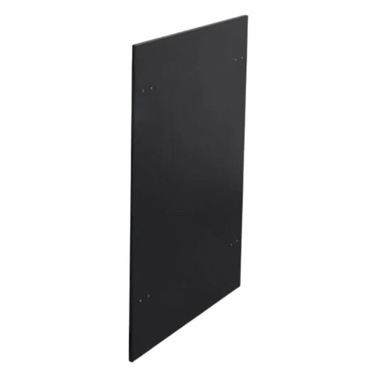 Black rectangular grllr side unit cover plate for connect gr-24-con-scp with four mounting holes near each corner
