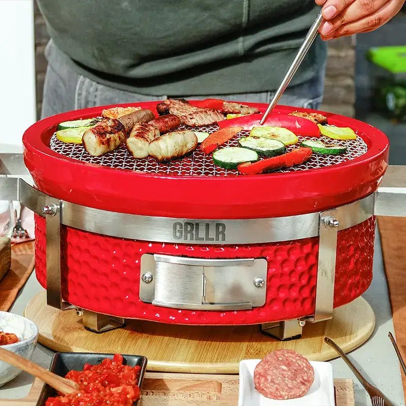 GRLLR Tokyo Shichirin / Hibachi | Round Table Barbecue - Red | GR - 22 - 17 - BBQs & Grills