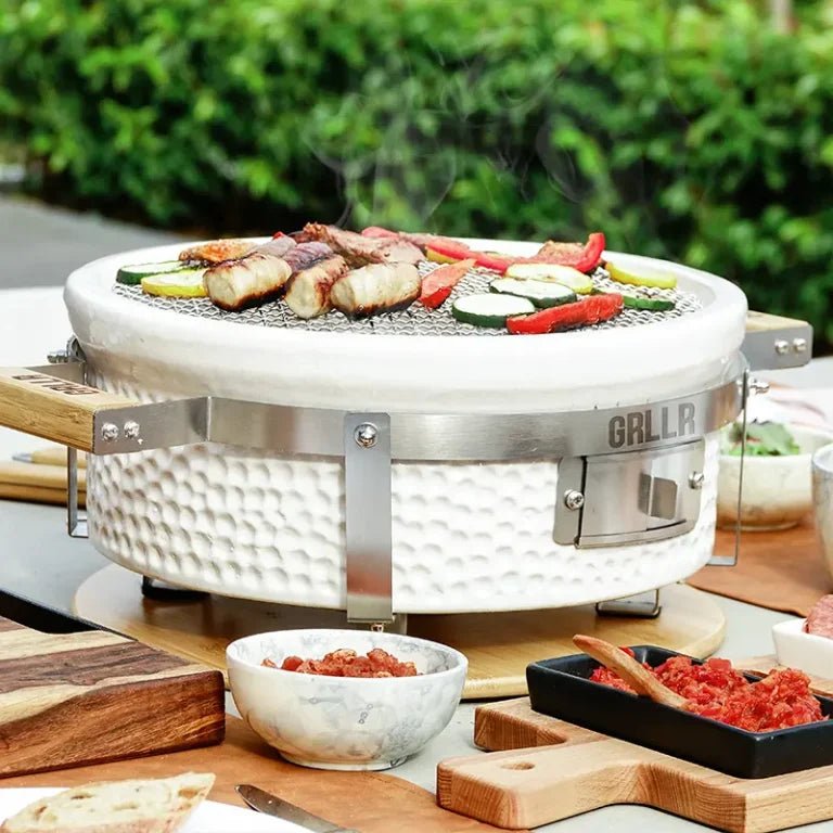 GRLLR Tokyo Shichirin | Round Table Barbecue | White | GR - 22 - 18 - Table Barbecue - GR - 22 - 18 - GardenHearth