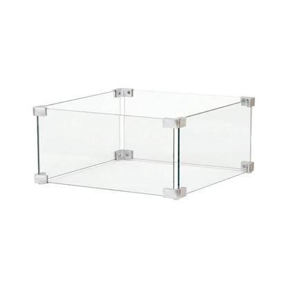 Happy cocooning glass screens clear glass fire pit enclosure with silver metal corner brackets for fire pit tables