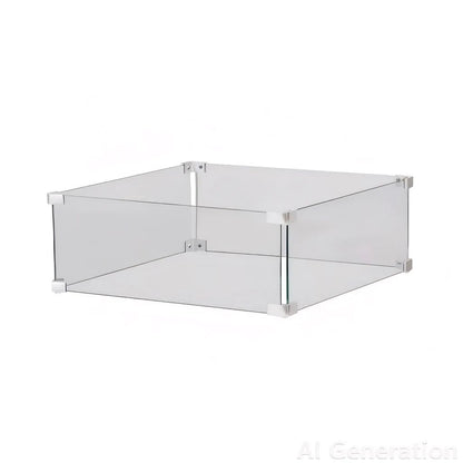 Happy Cocooning glass screens clear glass fire pit enclosure with white metal corner brackets for wind protection