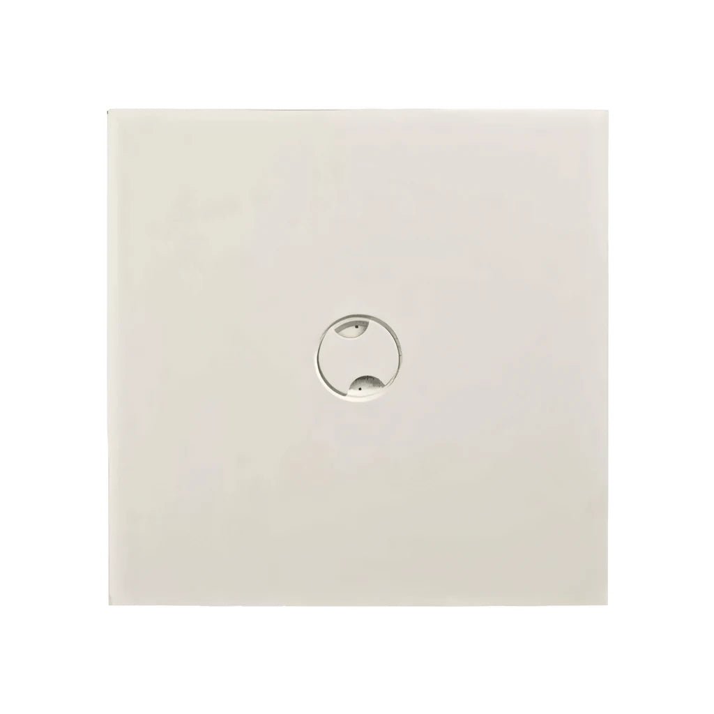 Happy cocooning lid for estate square 88 fire table with sleek white glass and minimalist silver button design