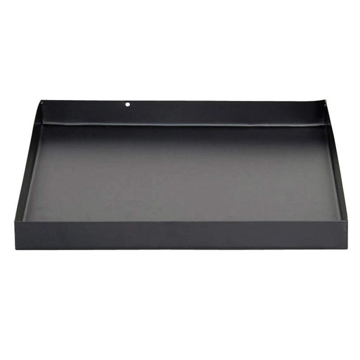 Black rectangular metal heat base plate with raised rim and hole for garden fire bowls ø50 cm round or square