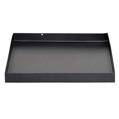 Black rectangular metal heat base plate with raised rim and hole for garden fire bowls ø50 cm round or square
