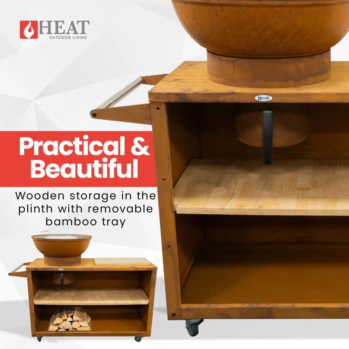 HEAT Trolle Outdoor Kitchen (Black or Rust) - Outdoor Kitchens