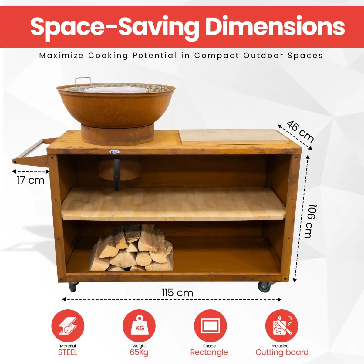 HEAT Trolle Outdoor Kitchen (Black or Rust) - Outdoor Kitchens