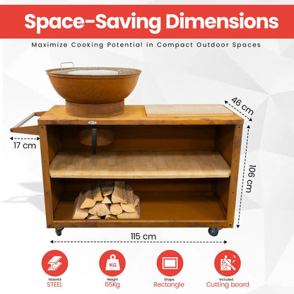 HEAT Trolle Outdoor Kitchen (Black or Rust) - Outdoor Kitchens