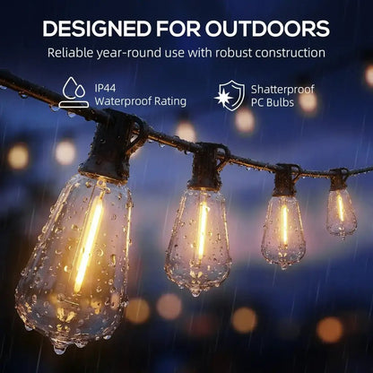 HOMCOM 18 m Vintage Edison‑Style LED Curtain Lights | B32‑009V70BK - Furniture, Lighting & Decor