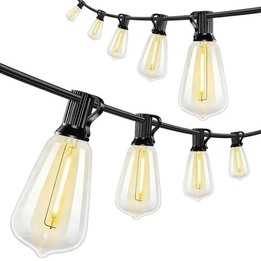 HOMCOM 18 m Vintage Edison‑Style LED Curtain Lights | B32‑009V70BK - Furniture, Lighting & Decor