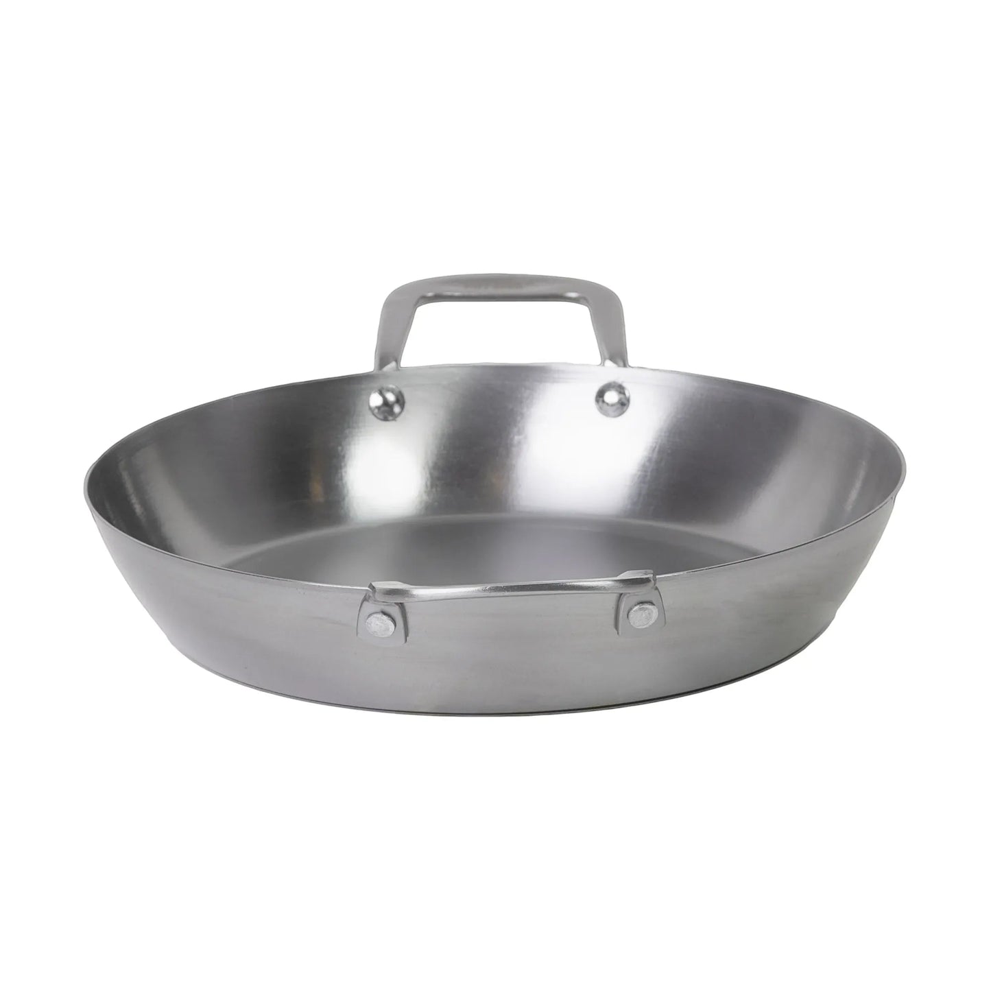 Stainless steel hot wok paella pan 35cm with single handle and riveted construction for even cooking