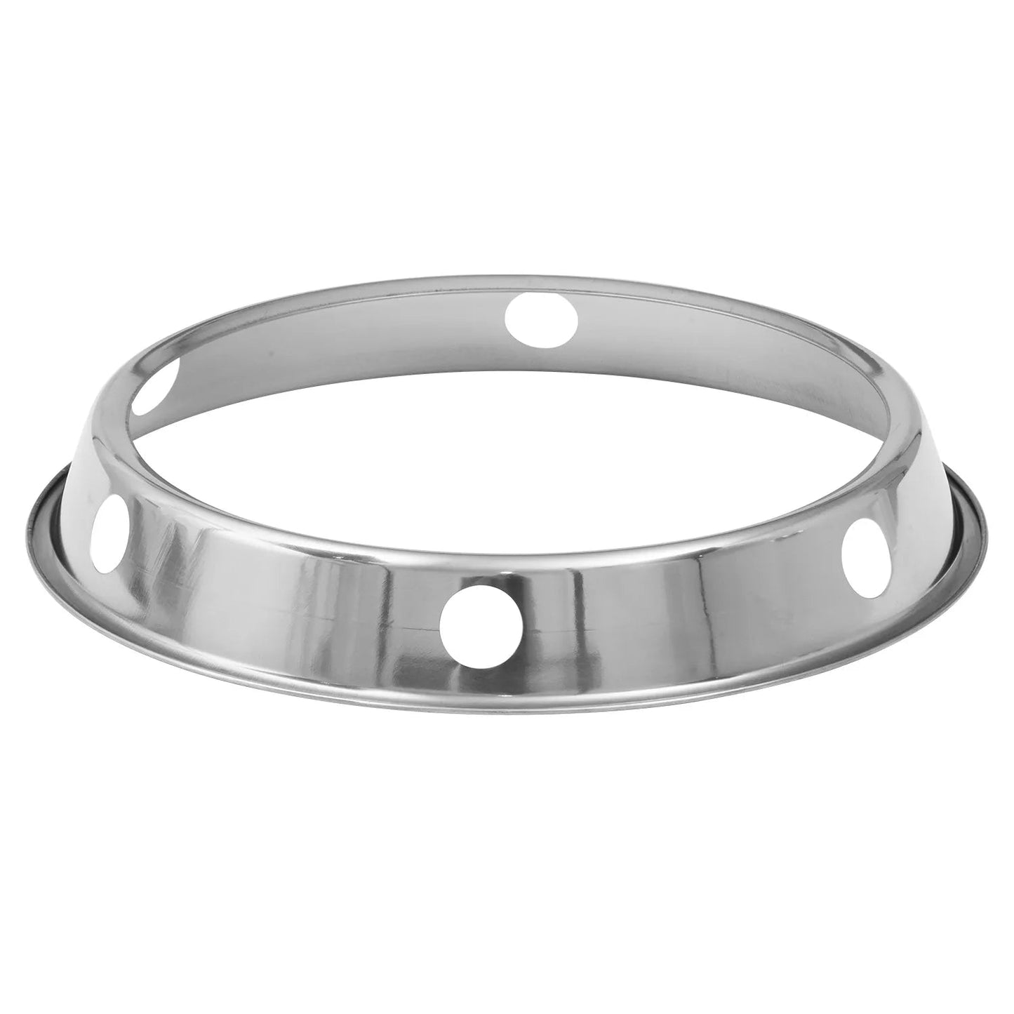 Shiny stainless steel HOT WOK trivet with evenly spaced circular cutouts for wok pans model HW5761