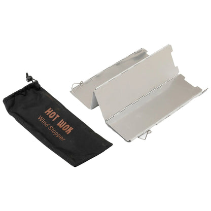 Silver foldable hot wok windstopper hw5753 made of durable material for outdoor and indoor cooking protection