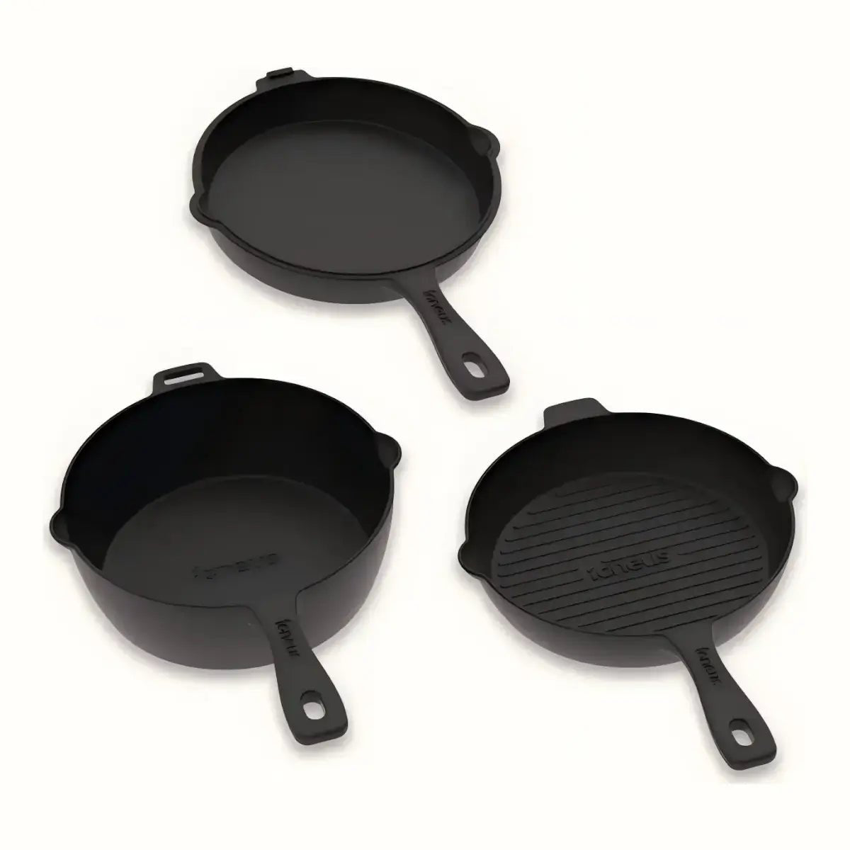 Igneus 3‑Part Cast Iron Pan Set | Pizza Oven Cooking Essentials