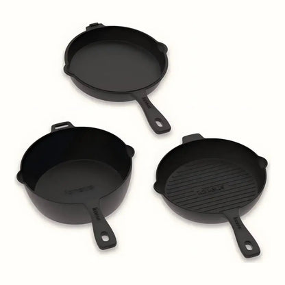 Igneus 3‑Part Cast Iron Pan Set | Pizza Oven Cooking Essentials